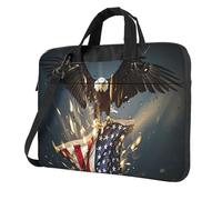 North American Bald Eagle Print Structured Laptop Bag Oxford Cloth Briefcase Padded Shoulder Case With Front Pockets