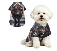 North American bison Breathable Hawaiian Dog Shirt Summer Button Up Top for Small Medium Dogs M