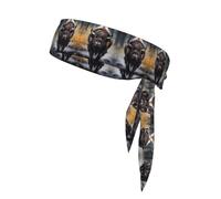 North American Bison Double-Sided Athletic Bandage with Printed Sports Headband Suitable for Tennis Ninja Karate Running and Yoga