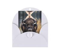 North American bison Greeting card, blank inner page, includes envelope, 10 cm x 15 cm, for anniversary and party invitations.