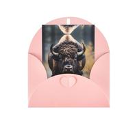 North American bison Greeting card, blank inner page, includes envelope, 10 cm x 15 cm, for anniversary and party invitations.