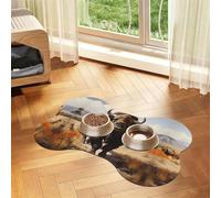 North American bison herd Bone Shaped Absorbent Dog Feeding Mat