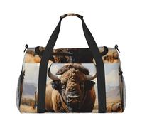 North American Bison Herd Hand Travel Bag.Fashionable Design, Large Storage Capacity, Suitable For Business Trips And Short Trips., Black, One Size