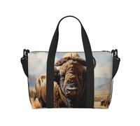 North American Bison Herd Hand Travel Bag. For Men And Women. Durable Material And Stylish Design, Suitable For Business And Leisure Travel., Black, One Size