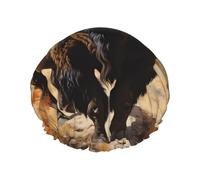 North American bison herd Printed shower cap, reusable, specially designed for women's long hair, double-layer structure, suitable for bathing.