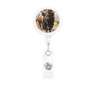 North American Bison Herd Retractable Badge Holder Light and Durable Wear-Resistant for Daily Work Use
