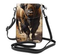 North American bison herd Small Cell Phone Purse, Floral Print Crossbody Bag, PU Leather Mini Wallet with Shoulder Strap, Secure Magnetic Closure.