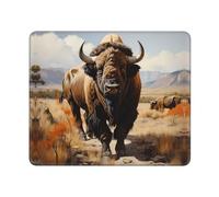 North American Bison Herd Square The Mouse pad 10x12in - Non-Slip Rubber Base Mousepad/Desk Mat Stitched Edges for Office Laptop