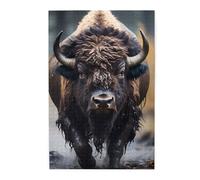 North American bison Picture puzzle.Wooden Jigsaw Puzzle for Adults Kids, Challenging jigsaw puzzle decorations