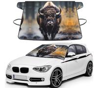 North American bison Print Universal Car Windshield Snow Cover, Front Window Protection Cover for SUVs, Trucks & Autos