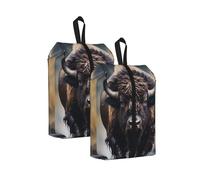 North American Bison Water Resistant Travel Shoe Bag with Handle for Suitcase Sneakers Boots Gym 2PCS