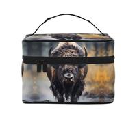 North American bison Women's Large Capacity Makeup Bag, Portable Travel Makeup Bag, (9x6.5x6.2 inches) Girls Large Makeup Bag Storage Bag