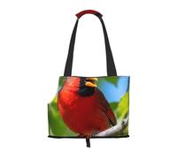 North American Cardinal Pet Carrier Bag-Foldable Travel Tote For Small Dogs Cats, Portable Soft Sided Pet Crate With Seatbelt For Cat Puppy