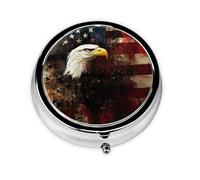 North American Eagle Pill Box Organizer - Round Pill Box, Daily Portable Pharmaceutical Vitamin Box