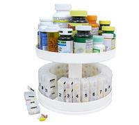 North American Health + Wellness 360 Degree 2 Tier Revolving Medicine Organizer Center with 4 Compartments