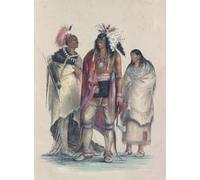 North American Indians. From left to right: Osage warrior; Iroquois warrior Pawnee woman. From Catlin's North American Indian Portfolio published in London 1844 by the artist American adventurer