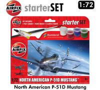 North American P-51D Mustang WWII Fighter 1:72 kit Starter Set AIRFIX A55013