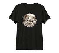 North American River Otter Stream Engraving Illustration Premium T-Shirt