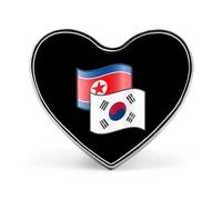 North And South Korean Flags Custom Brooch Pin Heart Lapel Pins Tie Suit Dress Accessories for Men Women Wedding Birthday
