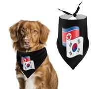North And South Korean Flags Cute Dog Bandanna Scarf Printed Adjustable Triangle Pet Kerchief for Dogs And Cats