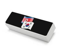 North And South Korean Flags Funny Glasses Case Hard Shell Eyeglasses Case Protector with Cleaning Cloth for Women Men