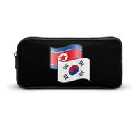 North And South Korean Flags Funny Pen Case Pencil High Capacity Pouch Stationery Bag Makeup Cosmetic Organizer For Men Women