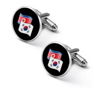 North And South Korean Flags Mens Classic Cufflinks Custom Shirt Cuff Links Jewelry Accessories for Business Wedding 0.7" 0.8"