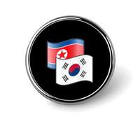North And South Korean Flags Round Brooch Pin Lapel Pins Tie Suit Dress Accessories for Men Women Wedding Birthday