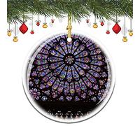North and South Rose Windows, Notre Dame, Paris Porcelain Christmas Ornament Ceramic Ornament,3 Inches