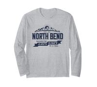 North Bend Washington Mountain Trail Coordinates Blue Print Long Sleeve T-Shirt