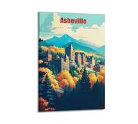 North Carolina Asheville Vintage Travel Souvenir Poster Art Print Wall Photo Paint Hanging Picture Family Bedroom Decor 20x30inch(50x75cm)