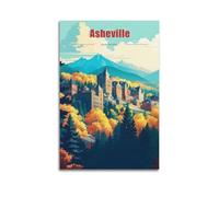 North Carolina Asheville Vintage Travel Souvenir Poster Painting On Canvas Wall Art Scroll Picture Print Living Room Walls Decor Homes 08x12inch(20x30cm)