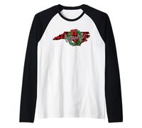 North Carolina Buffalo Plaid Christmas Home Wreath Retro Raglan Baseball Tee
