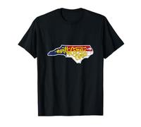 North Carolina Flag Inside State Map Outline NC Pride T-Shirt