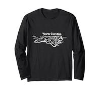 North Carolina Map Minimalistic Style Outdoor Travel Long Sleeve T-Shirt