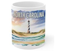 North Carolina State Ceramic Coffee Mug 11oz Tar Heel State - Tea Coffee Mug with Comfortable Grip - Unique Travel Gift Cup for Office or Home - Vibrant Long-Lasting Print ID44991