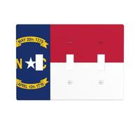 North Carolina State Flag 3 Gang Switch Plate Cover-Unbreakable Polycarbonate Wall Plate, Heat Resistant Toggle Switch Decor for Home