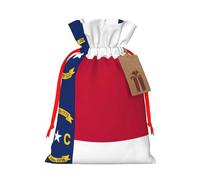 North Carolina State Flag Christmas Canvas Gift Bag With Drawstring,Reusable Personalizedgift Bag