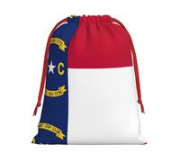 North Carolina State Flag Christmas Drawstring Gift Bags Large Size Xmas Goody Wrapping Bags Valentine Favors Party