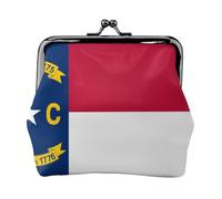 North Carolina State Flag Coin Purse-Leather Kiss Lock Wallet Small Clutch