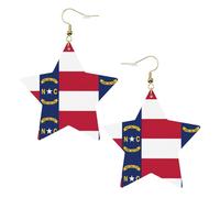 North Carolina State Flag Leather Star Shaped Earrings Fashion Accessories Lightweight Festivals Parties Everyday Life