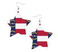 North Carolina State Flag Leather Star Shaped Earrings Fashion Accessories Lightweight Festivals Parties Everyday Life