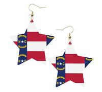 North Carolina State Flag Leather Star Shaped Earrings Fashion Accessories Lightweight Festivals Parties Everyday Life