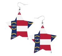 North Carolina State Flag Leather Star Shaped Earrings Fashion Accessories Lightweight Festivals Parties Everyday Life