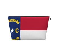 North Carolina State Flag Leather Travel Makeup Bag-Waterproof Cosmetic Pouch