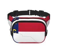 North Carolina state Flag Map print Cute Large Black Fanny Packs for Women Cross Body Waist Bag Nylon Fashionable Fanny Pack, Black, One Size