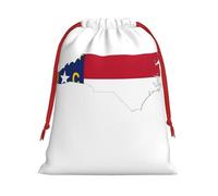 North Carolina State Flag Map Print Santa Sack Drawstring Bags For Presents, Reusable Plush Holiday Fabric Gift Bags- L Size
