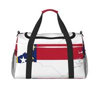 North Carolina state Flag Map print Travel Duffle Bag Gym Bag for Women,Puffer Tote Bag,Weekender Overnight Bag Organizer, Black, One Size