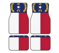 North Carolina State Flag Non-Slip Car Floor Mats 4-Piece Set Full Coverage Vehicle Liners Universal Fit Auto Accessories