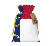 North Carolina State Flag Print Christmas Drawstring Holiday Candy Bag Xmas Sacks Reusable Wrapping Bags Party Favor